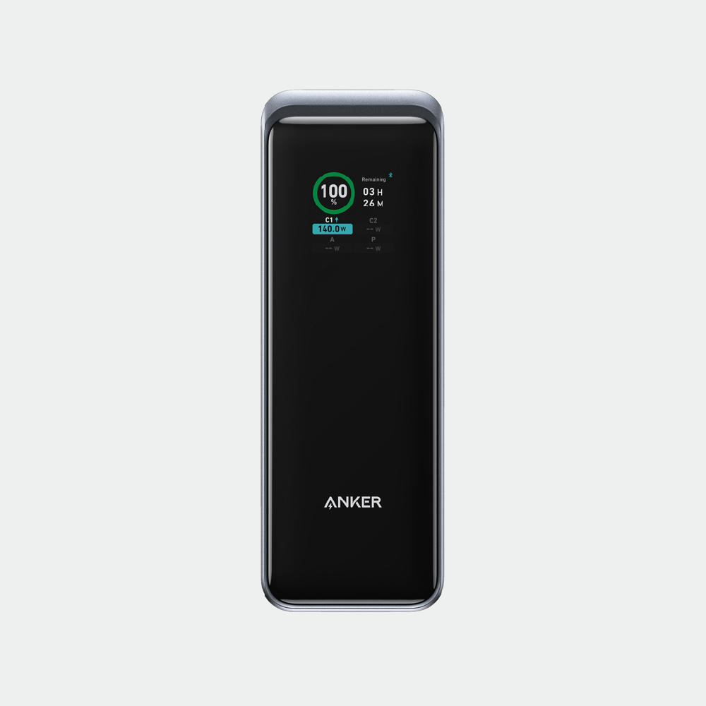 Anker Prime 27.650 mAh Powerbank mit 250W Gesamtleistung, smartem Display und Laptop-Ladefunktion mit Logo