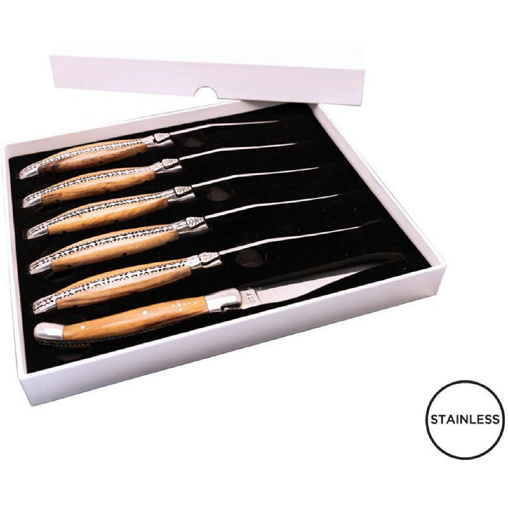 Product image Set mit 6 Tafelmessern 'Tradition', Olivenholz Werbeartikel