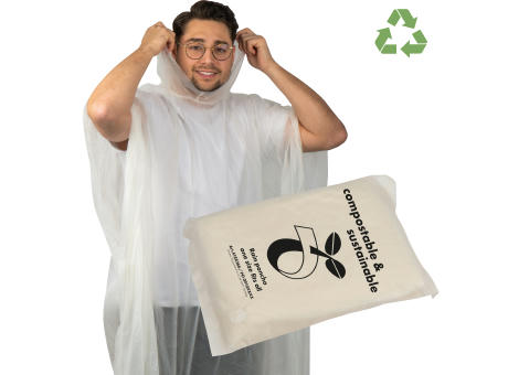 Product image Regenponcho aus PLA in einer Tragetasche - kompostierbar Werbeartikel