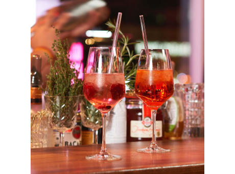 Strohhalm-Set aus 6 Glas-Trinkhalmen mit Reinigungsbürste Werbeartikel