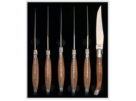 Set mit 6 Tafelmessern 'Tradition', Olivenholz Werbeartikel