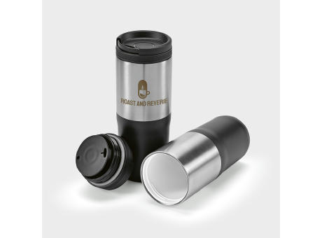 Orange Reisebecher recy. Edelstahl 600 ml  Werbeartikel