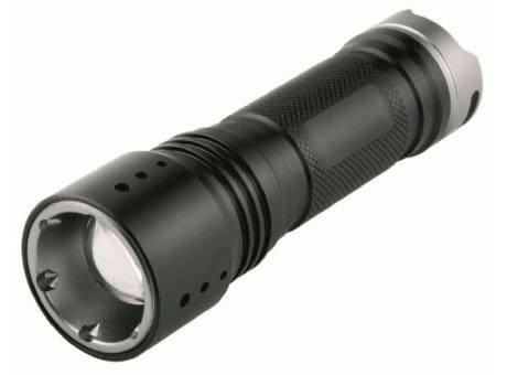 Metmaxx® LED MegaBeam Taschenlampe "PowerFocus5Watt" schwarz Werbeartikel