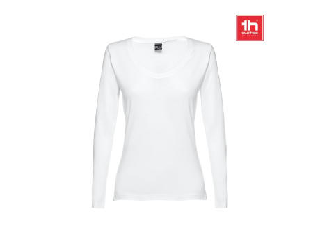 THC BUCHAREST WOMEN WH. Langärmeliges tailliertes T-Shirt für Frauen Werbeartikel