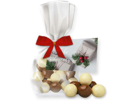 Product image Knusperkugeln-Mix, ca. 30g, Express Flachbeutel Maxi mit Schleife mit Werbekarte bedrucken