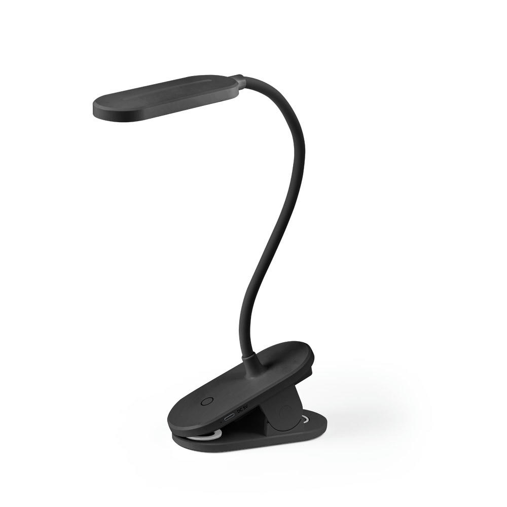 Product image NESBIT II. Tragbare Schreibtischlampe mit Clip und 30 Stunden Betriebsdauer aus 65 % rABS Werbeartikel