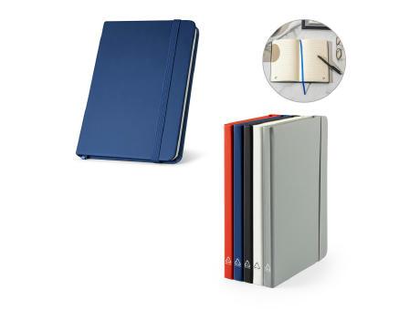 CAMPUS. A5 Notizbuch mit festem Einband aus PU (35% recycelt) mit linierten Seiten aus 100 % recyceltem bedrucken