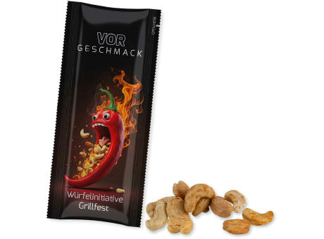 Product image Cashewkerne geröstet gesalzen mit Chilli, ca. 30g, Snack Stick Werbeartikel