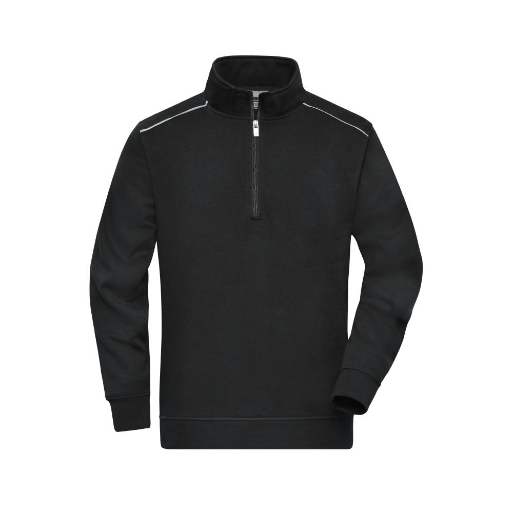 Workwear Half-Zip Sweat - SOLID - - Sweatshirt mit Stehkragen, Reißverschluss und Kontrastpaspel Werbeartikel
