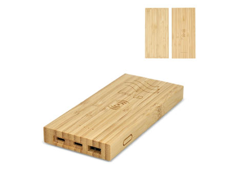 Bamboo Powerbank Wireless Charging 8000mAh bedrucken
