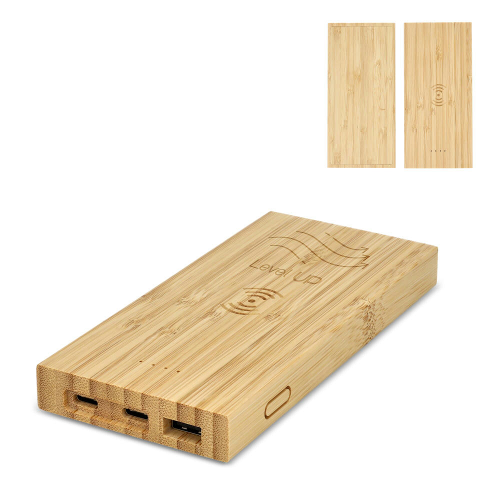 Product image Bamboo Powerbank Wireless Charging 8000mAh Werbeartikel