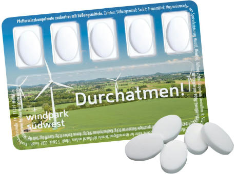Smart Card mit zuckerfreien Pfefferminzpastillen Werbeartikel
