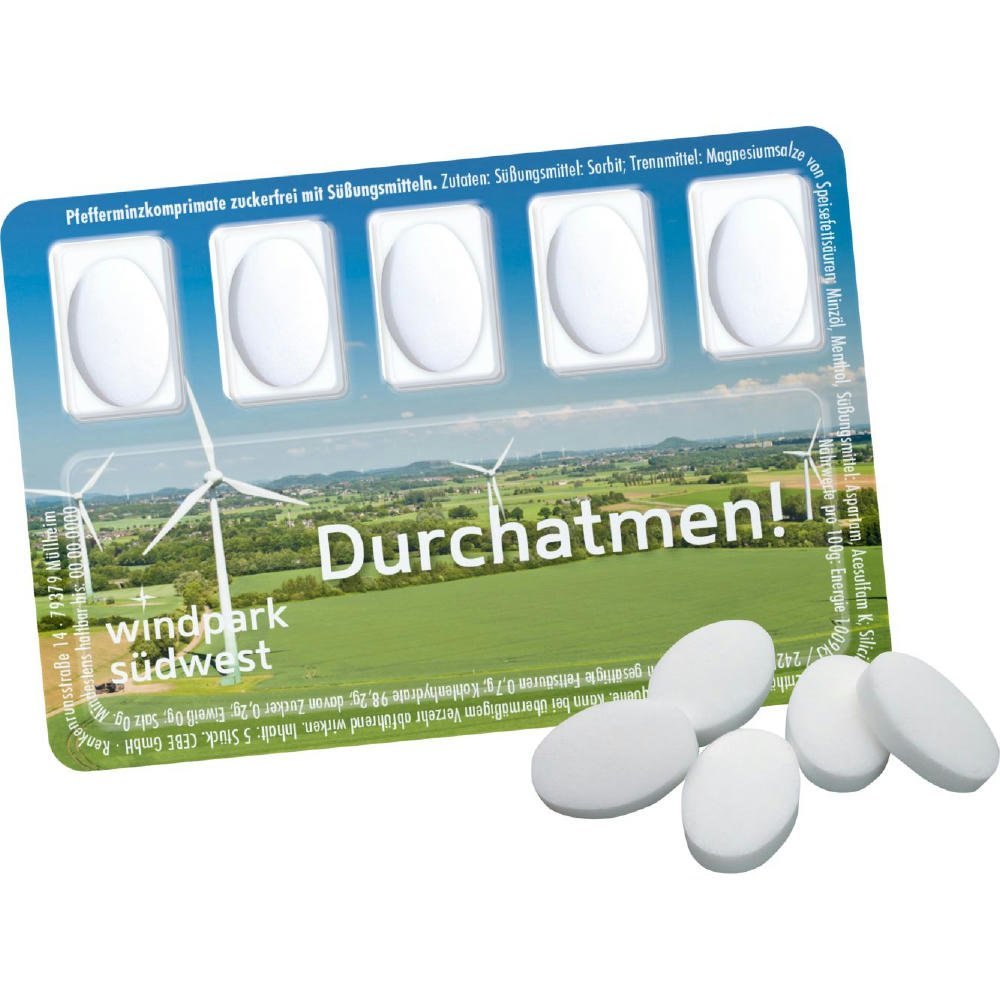 Product image Smart Card mit zuckerfreien Pfefferminzpastillen Werbeartikel