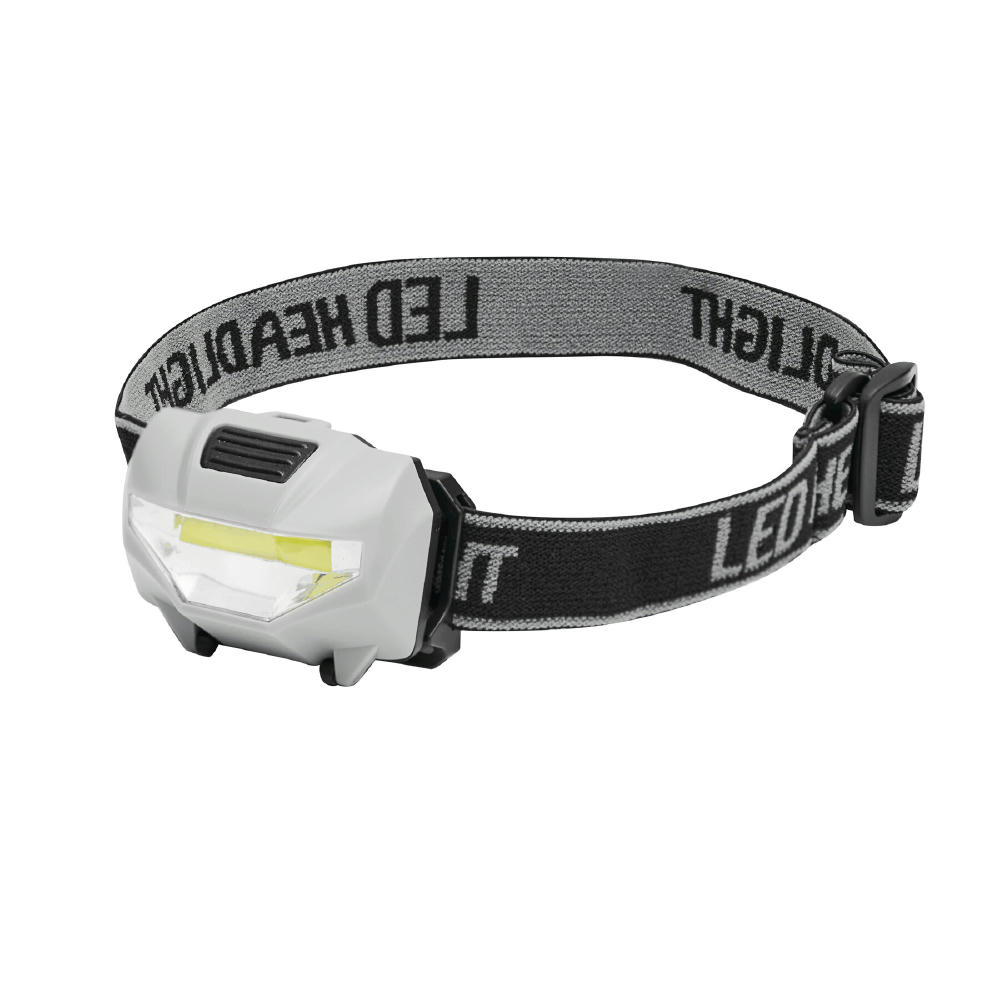 Product image Weiße Stirnlampe SMART HELPER mit COB-Leuchte und LED-Headlight-Band – Stirnlampe mit Logo