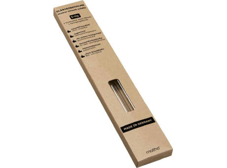 Strohhalm-Set aus 4 Glas-Trinkhalmen mit Reinigungsbürste Werbeartikel