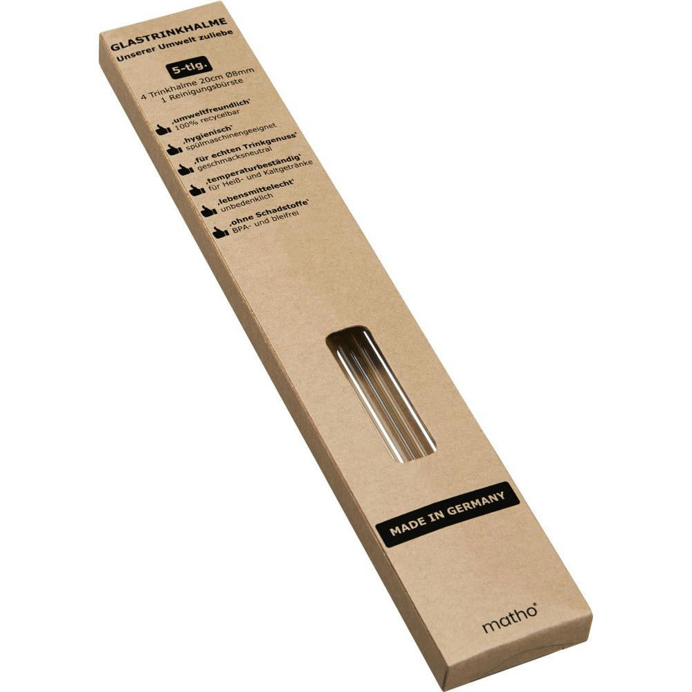 Product image Strohhalm-Set aus 4 Glas-Trinkhalmen mit Reinigungsbürste Werbeartikel