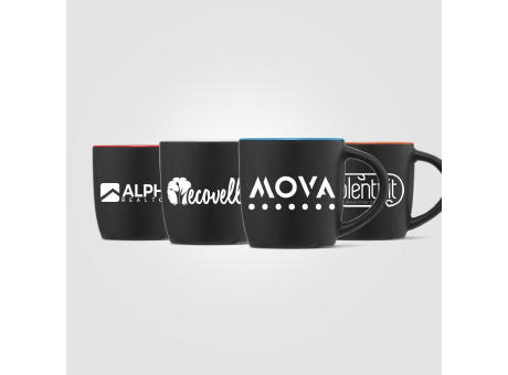 Zanzibar - 355 ml Keramiktasse - Mattschwarz mit Farbeffekt im Innenraum Werbeartikel