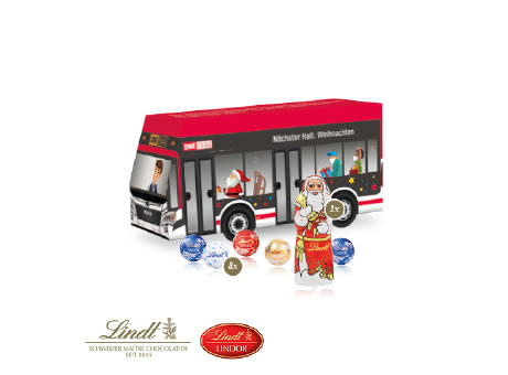 Product image 3D Präsent "Bus" mit Lindt Minis und Nikolaus Werbeartikel