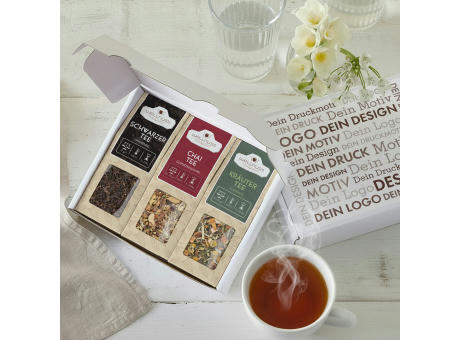 Product image Geschenkkarton mit 3 Tee Spezialitäten Werbeartikel