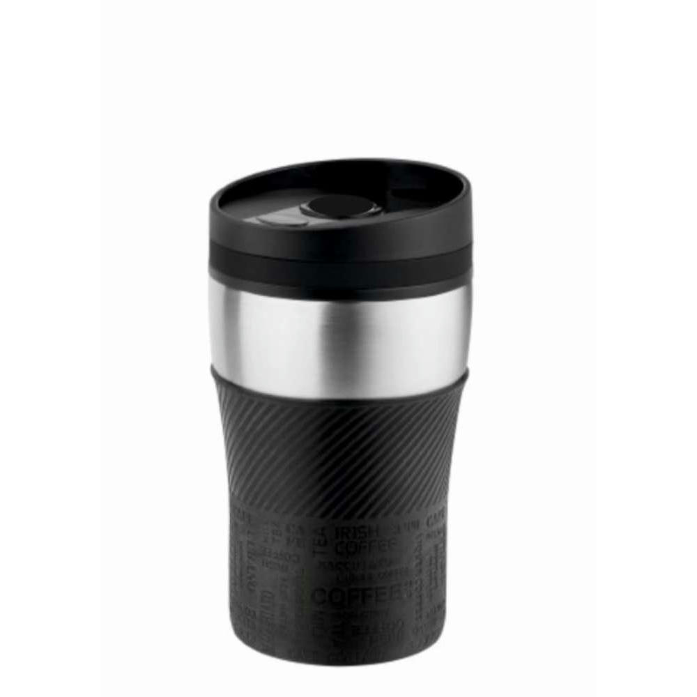 Product image Metmaxx® Thermobecher "CremaOfficina" silber/Manschette schwarz/Ring schwarz Werbeartikel