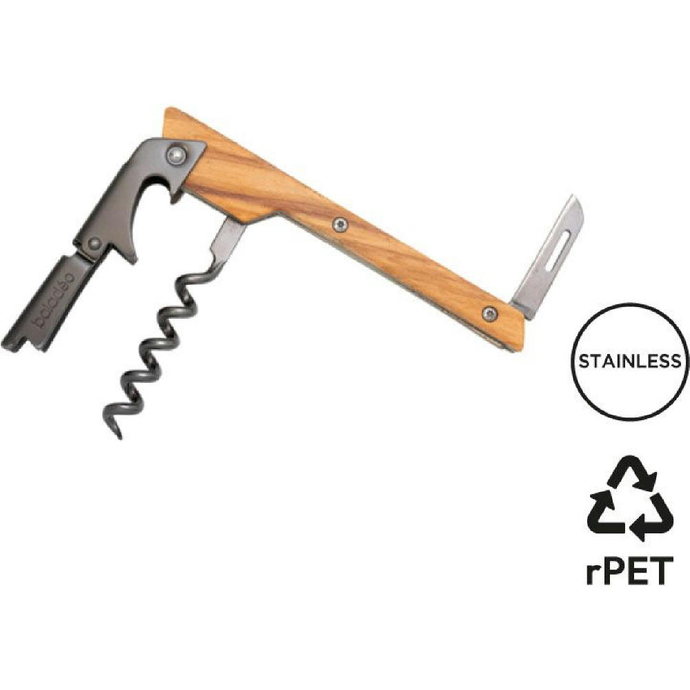 Product image Kellnermesser 'Stavanger', Doppelhebel, Olivenholz Werbeartikel