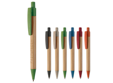 Kugelschreiber Bambus mit Weizenstroh Elementen bedrucken