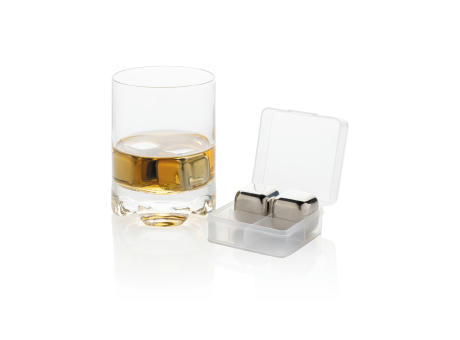 Wiederverwendbare Eiswürfel aus Stainless Steel, 4-tlg. Werbeartikel