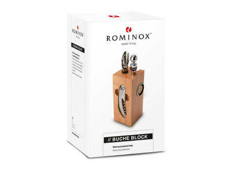 ROMINOX® Weinaccessoires // Buche Block  Werbeartikel