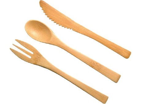 3-teiliges Besteckset 'Nagano' aus Bambus Werbeartikel