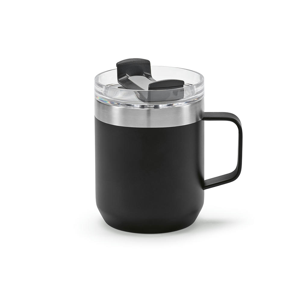 Shinano Tasse recy.Edelstahl, 440 ml. Doppelwandig mit drehbarem Deckel Werbeartikel