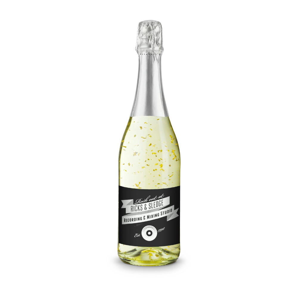 Product image Golden Flakes - Flasche klar - Kapselfarbe Gold, 0,75 l Werbeartikel