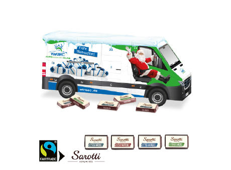 3D Adventskalender "Transporter" mit Sarotti Fairtrade® Werbeartikel