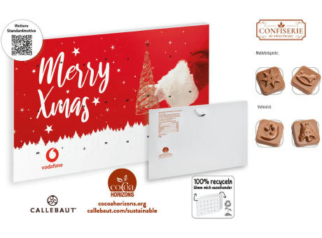 Wand Adventskalender Standardmotiv,   75 g, Inhalt: Callebaut Vollmilch Schokolade Kalender Werbeartikel
