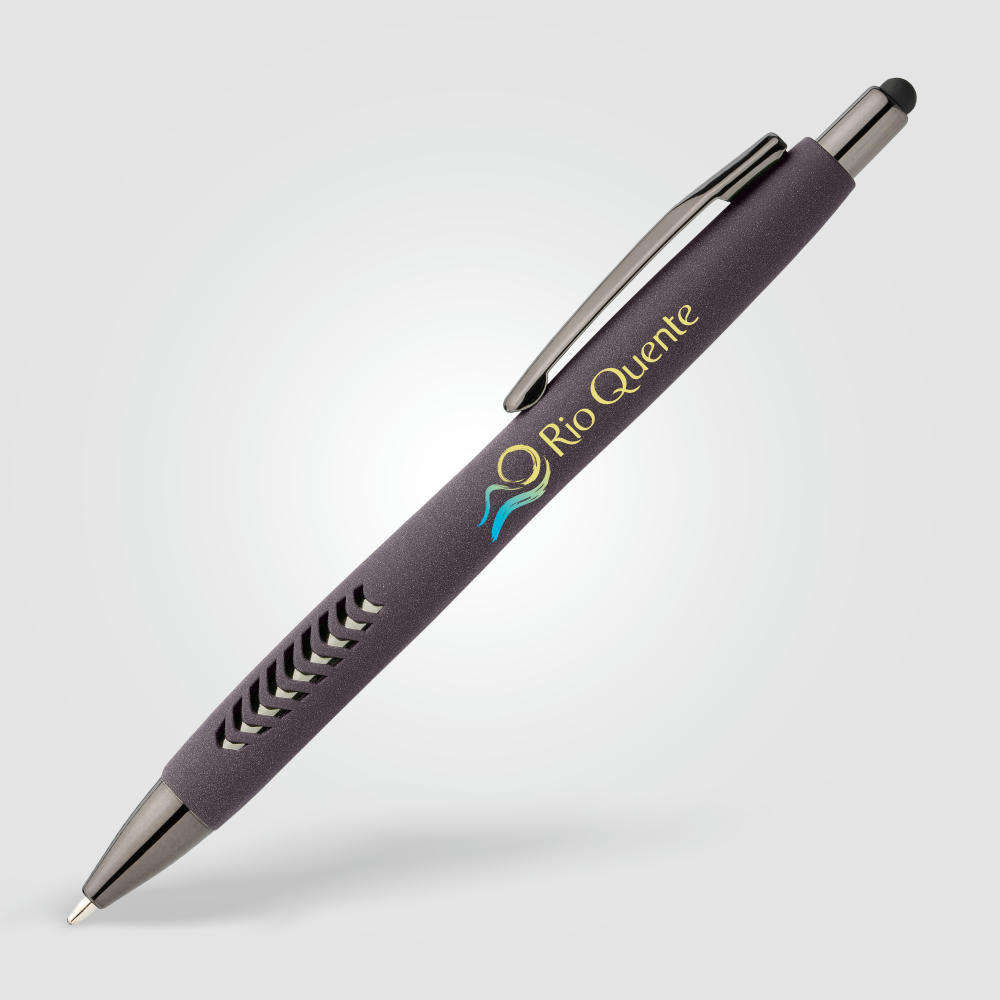 Avalon Kugelschreiber mit Stylus in Steinoptik aus recyceltem Kunststoff  Werbeartikel
