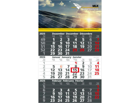 Product image 3-Monatskalender Solid 3 Bestseller (Einblatt) Werbeartikel