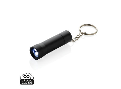 Flash Schlüsselanhänger-Taschenlampe aus RCS rec. Aluminium Werbeartikel