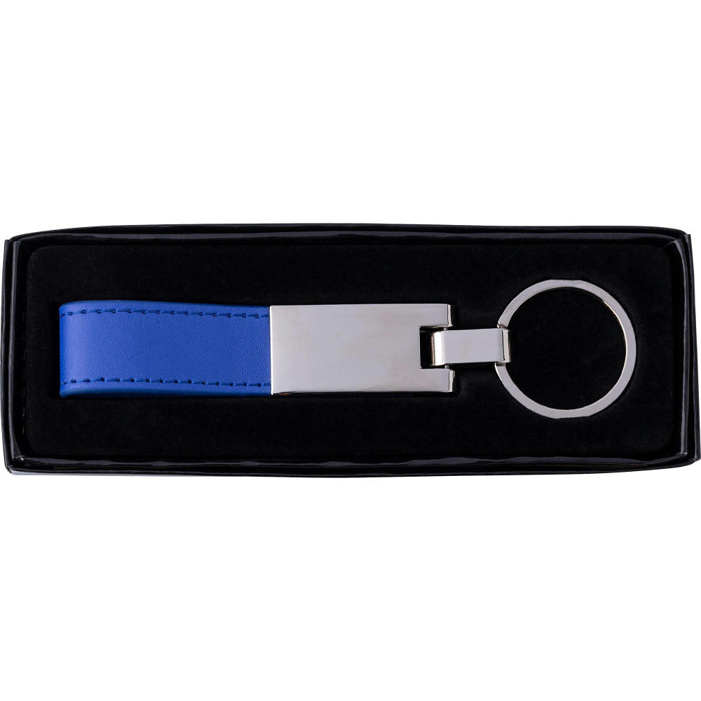 Schlüsselanhänger mit Stahlplatte und Kunsstofflasche Keon Werbeartikel