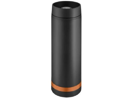 Product image Metmaxx® Thermobecher "Crema" 360° schwarz/Ring orange Werbeartikel
