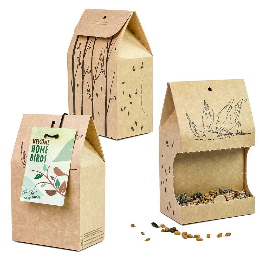 Vogelfutter To-Go - Werbekarte Werbeartikel