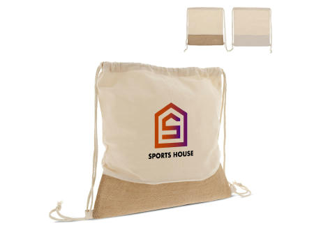 Product image Rucksackbeutel Jute mit Baumwollschnüren 38x41cm bedrucken