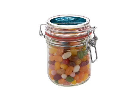Product image Maxi Weckglas 0,4 Liter, mit Süßigkeiten Werbeartikel