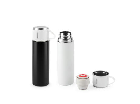 COMANECI. Doppelwandige Edelstahlflasche (90% recycelt) mit matter Oberfläche 490 ml Werbeartikel