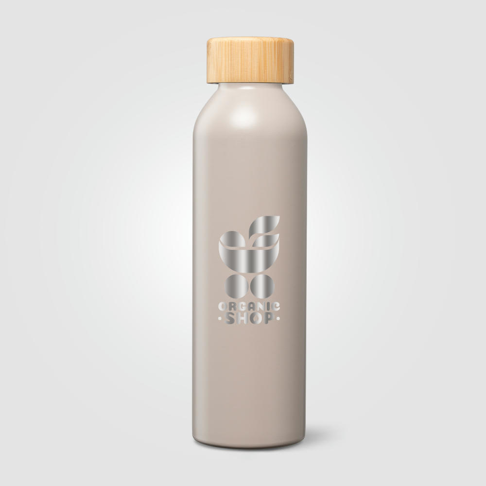 Eden Trinkflasche mit Bambusverschluss aus recyceltem Edelstahl - 590 ml Werbeartikel