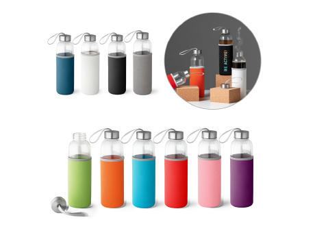 RAISE. Glas und Edelstahl Sportflasche 520 mL bedrucken