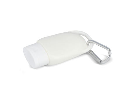 Sonnenschutzlotion mit Karabiner SPF30 aus recyceltem Material bedrucken