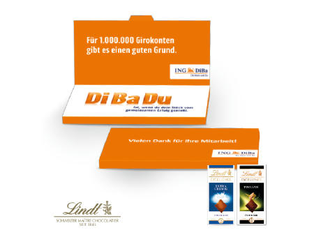 Grußkarte mit Schokoladentafel von Lindt bedrucken