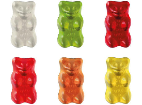 Bunte HARIBO Mini-Goldbären als Füllung der kleinen Werbetüte
