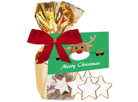 Product image Zimtsterne, ca. 100g, Goldfolienbeutel mit Werbekarte bedrucken