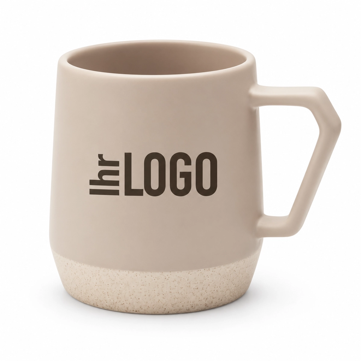 Matte Dolce 300 ml Keramiktasse in Oatmeal mit „Ihr Logo“-Platzhalter als hochwertiger Werbeartikel.
