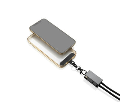 Terra 60Wduales Ladekabel aus RCS recyceltem PET mit Lanyard Werbeartikel